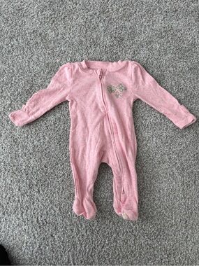 ✨Huggies Pink Baby Footed One-Piece with Butterfly Accent✨